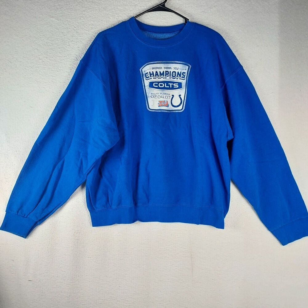 Y2K Colts Super Bowl 41 Champions Crewneck Sweatshirt Mens XL Fruit of the Loom